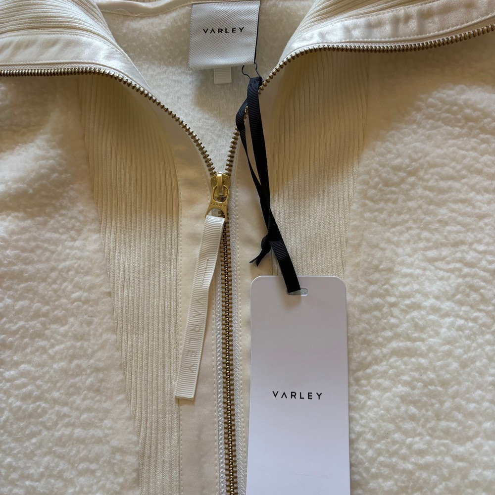 Varley Wallace Half Zip Fleece Pullover Egret White Small VAR01609 Borg Teddy - Picture 3 of 9